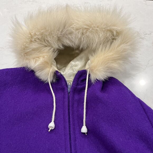 Kelsey Trail Womens Sz 20 Purple Vtg Canadian Embroidered Virgin Wool Coat lined - Picture 8 of 16